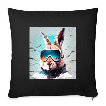 Winter Rabbit Ski Snowboard Snow Rabbit - Sofa pillowcase 17,3'' x 17,3'' (45 x 45 cm) - black - Front