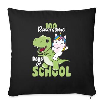 100 rawrsome days of school Unicorn Trex 100 Days - Sofa pillowcase 17,3'' x 17,3'' (45 x 45 cm) - black - Front