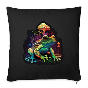 Mushrooms Frog Nature Cosmic Neon Raver Goa - Sofa pillowcase 17,3'' x 17,3'' (45 x 45 cm) - black - Front
