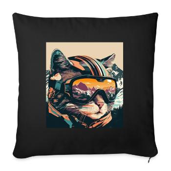 Winter Cat Ski Snowboard Snow Kitten - Sofa pillowcase 17,3'' x 17,3'' (45 x 45 cm) - black - Front