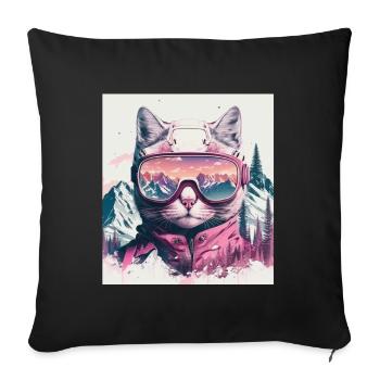 Winter Cat Ski Snowboard Snow Kitten - Sofa pillowcase 17,3'' x 17,3'' (45 x 45 cm) - black - Front