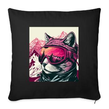 Winter Cat Ski Snowboard Snow Kitten - Sofa pillowcase 17,3'' x 17,3'' (45 x 45 cm) - black - Front