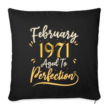 February 1971 February aged to perfection 1971 - Sofa pillowcase 17,3'' x 17,3'' (45 x 45 cm) - black - Front