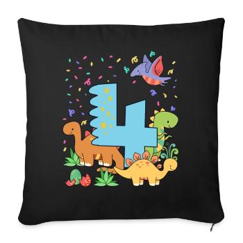 Herd of cute dinosaurs 4th birthday 4 - Sofa pillowcase 17,3'' x 17,3'' (45 x 45 cm) - black - Front