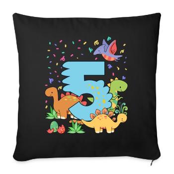 Herd of cute dinosaurs 5th birthday 5 - Sofa pillowcase 17,3'' x 17,3'' (45 x 45 cm) - black - Front
