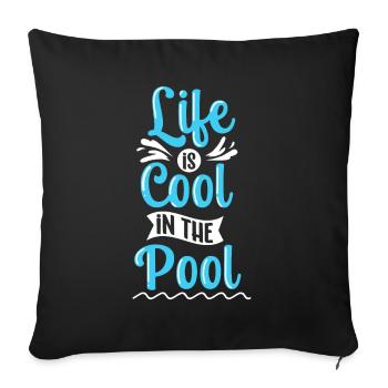 La vie est cool nager dans la piscine Activités sportives - Housse de coussin décorative 45 x 45 cm - noir - Devant