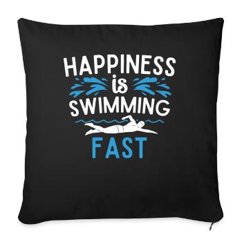 Le bonheur, c’est nager des sports rapides freestyle piscine - Housse de coussin décorative 45 x 45 cm - noir - Devant