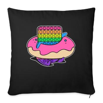 Pop It Fidget Toy Donut Pastry Swimming - Sofa pillowcase 17,3'' x 17,3'' (45 x 45 cm) - black - Front