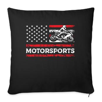 Sport automobile American Flag Racing Sport - Housse de coussin décorative 45 x 45 cm - noir - Devant