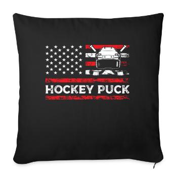 Hockey Puck Équipe américaine de hockey sur glace - Housse de coussin décorative 45 x 45 cm - noir - Devant