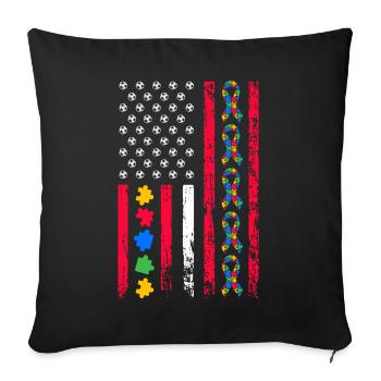 Mois de la sensibilisation à l’autisme Sports américains - Housse de coussin décorative 45 x 45 cm - noir - Devant