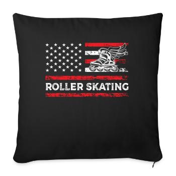 Patinage à roulettes American Fitness Sport Flag - Housse de coussin décorative 45 x 45 cm - noir - Devant