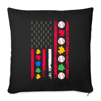 Autism Awareness Month American Sports Flag - Sofa pillowcase 17,3'' x 17,3'' (45 x 45 cm) - black - Front