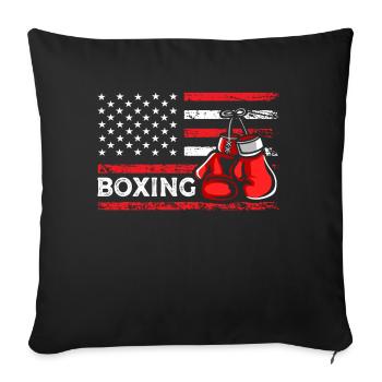 Gants de boxe Drapeau américain des sports de combat - Housse de coussin décorative 45 x 45 cm - noir - Devant