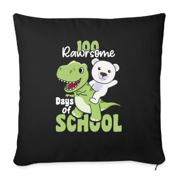 100 rawrsome days of school Polar Bear Trex 100 Days - Sofa pillowcase 17,3'' x 17,3'' (45 x 45 cm) - black - Front