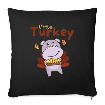 Tenues du jour de Thanksgiving Petit hippopotame de dinde - Housse de coussin décorative 45 x 45 cm - noir - Devant