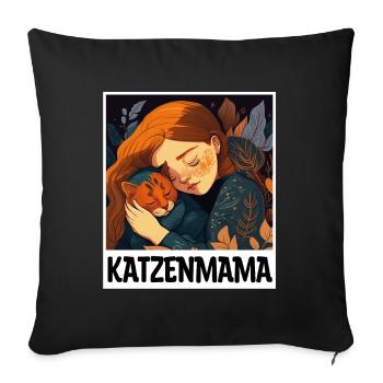 Katzenmama Katze Anime Kätzchen Liebe Frau Mama - Sofakissenbezug 45 x 45 cm - Schwarz - Vorne