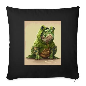 Cat Frog Frog Food Frog Carnival - Sofa pillowcase 17,3'' x 17,3'' (45 x 45 cm) - black - Front