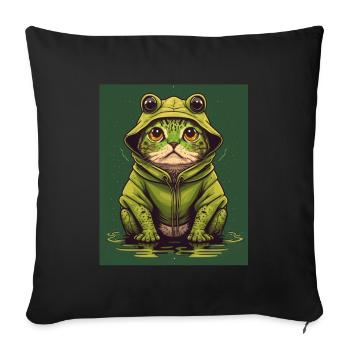 Cat Frog Frog Food Frog Carnival - Sofa pillowcase 17,3'' x 17,3'' (45 x 45 cm) - black - Front