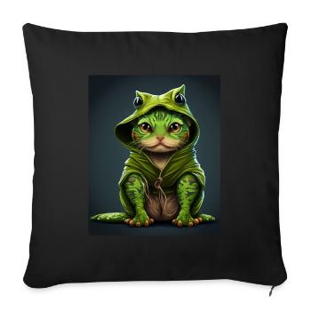 Cat Frog Frog Food Frog Carnival - Sofa pillowcase 17,3'' x 17,3'' (45 x 45 cm) - black - Front