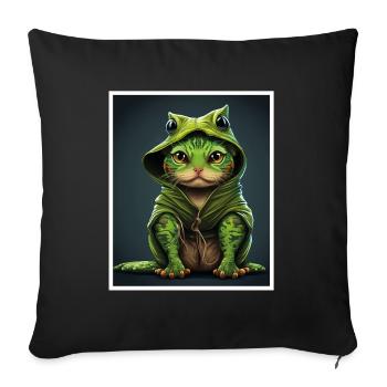 Cat Frog Frog Food Frog Carnival - Sofa pillowcase 17,3'' x 17,3'' (45 x 45 cm) - black - Front