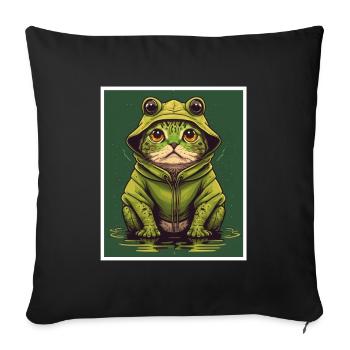 Cat Frog Frog Food Frog Carnival - Sofa pillowcase 17,3'' x 17,3'' (45 x 45 cm) - black - Front