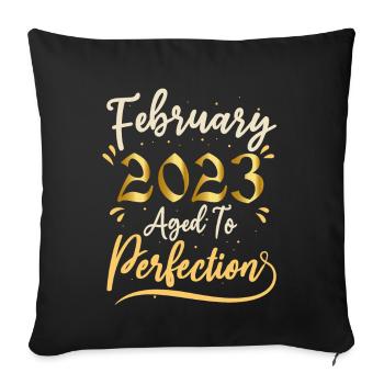 February 2023 February aged to perfection 2023 - Sofa pillowcase 17,3'' x 17,3'' (45 x 45 cm) - black - Front