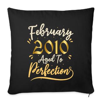 Février 2010 Février âgée à la perfection 2010 - Housse de coussin décorative 45 x 45 cm - noir - Devant