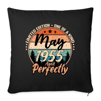 May 1955 anniversary 1955 legends May - Sofa pillowcase 17,3'' x 17,3'' (45 x 45 cm) - black - Front