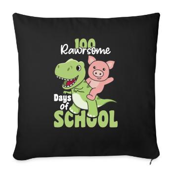 100 rawrsome days of school Pig Trex 100 Days - Sofa pillowcase 17,3'' x 17,3'' (45 x 45 cm) - black - Front