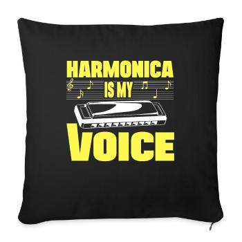 Harmonica est ma voix Français Idée cadeau de joueur de harpe - Housse de coussin décorative 45 x 45 cm - noir - Devant