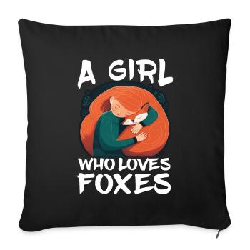 Renard Renard Mama Renard Amour Nature Forest Fille - Housse de coussin décorative 45 x 45 cm - noir - Devant