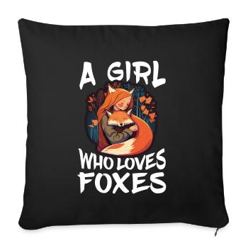 Renard Renard Mama Renard Amour Nature Forest Fille - Housse de coussin décorative 45 x 45 cm - noir - Devant