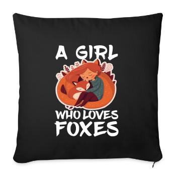 Renard Renard Mama Renard Amour Nature Forest Fille - Housse de coussin décorative 45 x 45 cm - noir - Devant