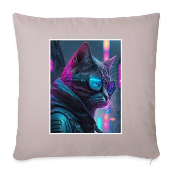 Cat Vaporwave Futuristic Neon - Housse de coussin décorative 45 x 45 cm - taupe clair - Devant