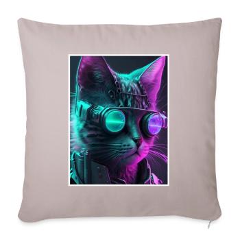 Cat Vaporwave Futuristic Neon - Housse de coussin décorative 45 x 45 cm - taupe clair - Devant