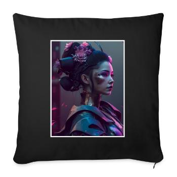 Geisha Anime Japon Vaporwave Anime Futuriste - Housse de coussin décorative 45 x 45 cm - noir - Devant