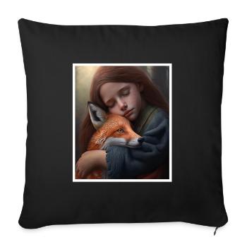 Renard Renard Mama Renard Amour Nature Forest Fille - Housse de coussin décorative 45 x 45 cm - noir - Devant