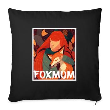 Renard Renard Mama Renard Amour Nature Forest Fille - Housse de coussin décorative 45 x 45 cm - noir - Devant