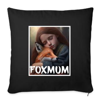 Renard Renard Mama Renard Amour Nature Forest Fille - Housse de coussin décorative 45 x 45 cm - noir - Devant