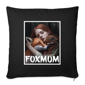 Renard Renard Mama Renard Amour Nature Forest Fille - Housse de coussin décorative 45 x 45 cm - noir - Devant