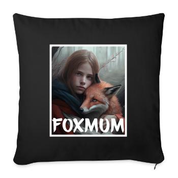 Renard Renard Mama Renard Amour Nature Forest Fille - Housse de coussin décorative 45 x 45 cm - noir - Devant