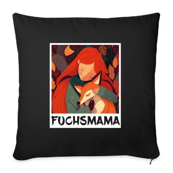 Renard Renard Mama Renard Amour Nature Forest Fille - Housse de coussin décorative 45 x 45 cm - noir - Devant