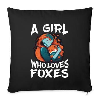 Renard Renard Mama Renard Amour Nature Forest Fille - Housse de coussin décorative 45 x 45 cm - noir - Devant