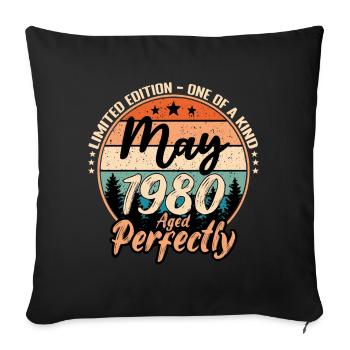 Mai 1980 anniversaire 1980 légendes Mai - Housse de coussin décorative 45 x 45 cm - noir - Devant
