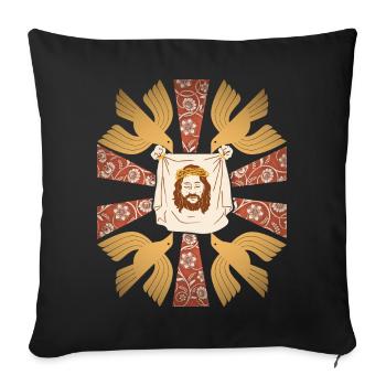 Jésus-Christ, drap, chrétien, colombes de paix - Housse de coussin décorative 45 x 45 cm - noir - Devant