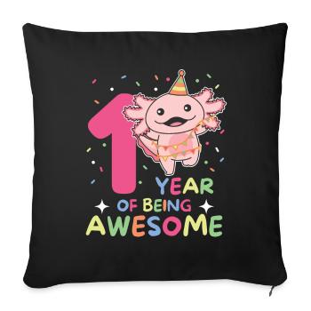 Axolotl for 1st birthday for children one year old - Sofa pillowcase 17,3'' x 17,3'' (45 x 45 cm) - black - Front