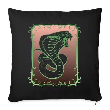 Serpent Cobra, dent empoisonnée - Housse de coussin décorative 45 x 45 cm - noir - Devant