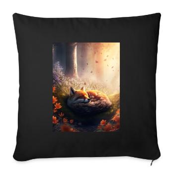 Fix und Foxi Fuchs Spruch Schlafshirt Kuscheln - Sofakissenbezug 45 x 45 cm - Schwarz - Vorne