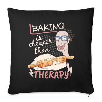 Baking, cake dough and dough roll, funny saying - Sofa pillowcase 17,3'' x 17,3'' (45 x 45 cm) - black - Front